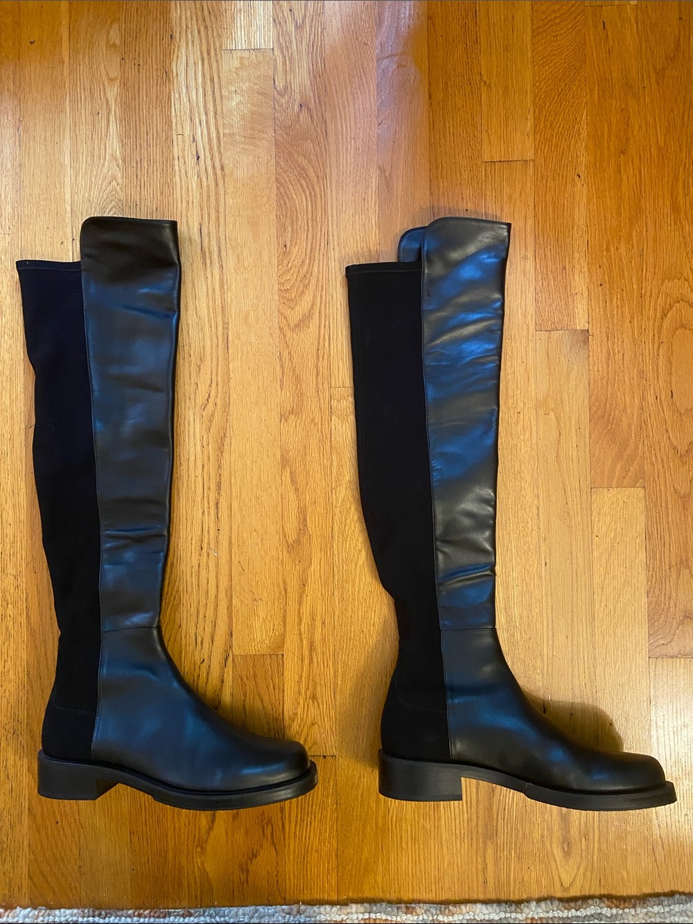 Stuart Weitzman Black Leather & Stretch Over-the-Knee Riding Boots